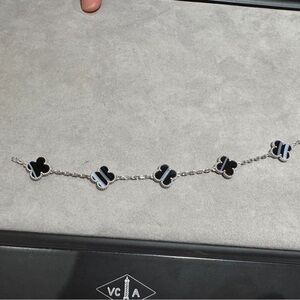 Van Cleef & Arpels Black and Silver Clover Bracelet